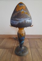 Gallé tájképes üveg asztali lámpa