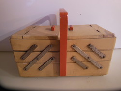 VARRÓ LÁDA -  DOBOZ - FA - 30 x 18 x 16 cm - NAGY - RÉGI - OSZTRÁK - SZÉP ÁLLAPOT