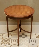Intarziás stíl kör alakú szalonasztal, dohányzóasztal