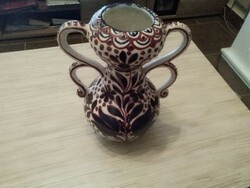 Regi Baán Imre Hódmezővásárhely glazed two-handled ceramic vase.