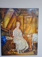Női portré - olaj vászon festmény