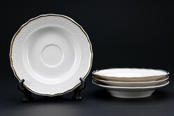 Hollóházi porcelán kis tányér, 4 darab, jelzett