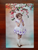 Old pc paris postcard 1931 vintage photo postcard little girl pigeons