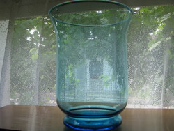 Kék hurrikán mécsestartó, váza, dekorüveg