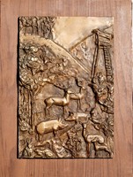 Zoltán Szentirmai (1941-2014): forest animals at the hunt - bronze wall decoration, gallery