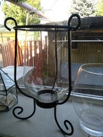 Glass goblet in wrought iron holder