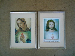 Saint image with a pair of glazed, metal frames