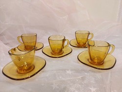 Art deco mocha coffee glass cups - beautiful amber color
