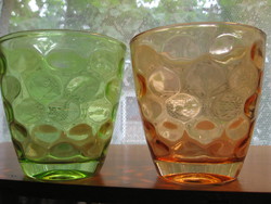 Zöld és rózsaszín pöttyös mécsestartó pohár pár