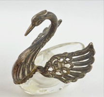 Silver salt shaker with swan crystal holder