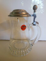 Jar - crystal - marked - top - engraved - tin lid - German - 5 dl - flawless