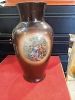 Német, régi porcelán váza, kézzel festett, 18 cm-es magasságú