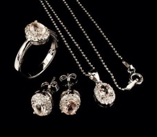 925 Sterling silver ring ear pendant set with morganite gemstone