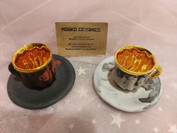 Individually designed Mosko ceramic coffee cups in a pair