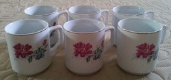 Régi kínai porcelán rózsa mintás / virágos bögre készlet (6 db-os)