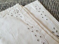 Beautiful white embroidered linen cushion covers