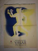 1942 Konecsni György (1908-1970): Budapesti Nemzetközi Vásár plakát, jelzett, bélyeggel, hajtott,