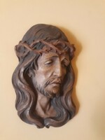 Carved wooden portrait of Christ