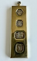 327T. 1 Forintról! Aranyozott 925-ös ezüst Medál, angol jelzésekkel, Oroszlánnal, 14,8 gramm!