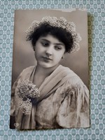 Régi női fotó képeslap vintage levelezőlap hölgy