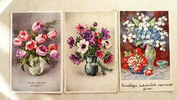 Old postcard floral postcard circa 1940 3 pcs