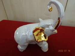 Német porcelán figura, lüsztermázas elefánt arany füllel. Vanneki! Jókai.