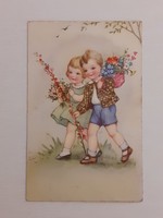 Régi képeslap 1942 virágok gyerekek levelezőlap
