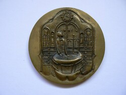 Erika Ligeti, retro social bronze plaque, (for Hungarian medicine supply), marked medal, excellent condition!