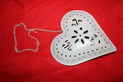 Vintage metal hanging heart-shaped candle holder
