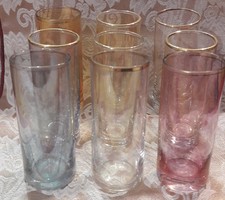 Színes üveg poharak, retro csőpoharak (M2653)