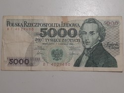 Poland 5000 zloty, zlote, zlotych 1986