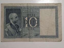Olaszország 10 lire , líra  1939