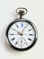 Chronométer nielló tokos ezüst antik zsebóra