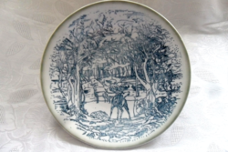 Rare Zsolnay Forest Deer Landscape Wall Plate, single and pair