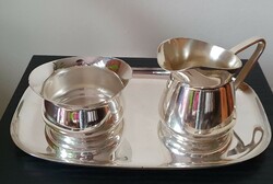 Hoka Hohmann & Katz AG Pforzheim német ezüstözött cukortartó kiöntő tálca szett kávés teás