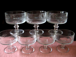 Set of 7 retro fruit pattern stemmed champagne, ice cream, cocktail glasses, Italy