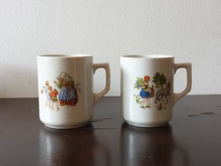 Rare Zsolnay children's mug cup cup fairy tale pattern Jancsi and Juliska piroska and the wolf