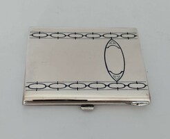 Silver art deco cigarette case with enamel inlay