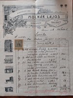 An invoice issued by stove maker Lajos Molnár, dated 1906