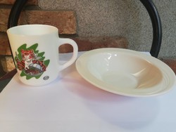 French arcopal esso milk glass mug+bowl