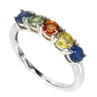 925 sterling silver ring with 4 color sapphires, size 9
