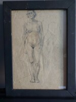 Unsigned pencil drawing - study drawing - female nude 039