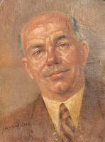 Charles Homan: male portrait, original marked oil on canvas