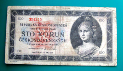Csehszlovákia - 100 korun bankjegy - 1945