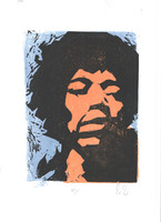 Hendrix - color linocut
