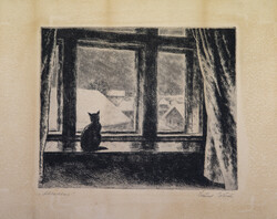 István Szőnyi (Újpest, 1894 - Zebegény, 1960) in a window, 1958, cat