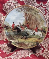 Zsiesznek angol lovas, beagles dísztányér, vadászos porcelán tányér 4 (M2856)