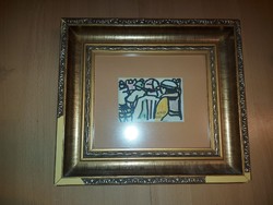Painting by Miklós Németh Csepel, watercolor, damaged frame, size indicated!
