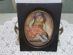 Nice tapestry picture of a little girl in a hat