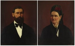 1J953 Rajzó Miklós (1865-1913) : Biedermeier portré pár